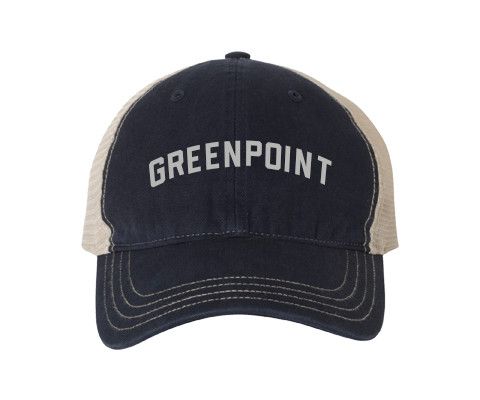 My Happy Place Greenpoint Brooklyn Vintage Trucker Hat Navy/Vanilla