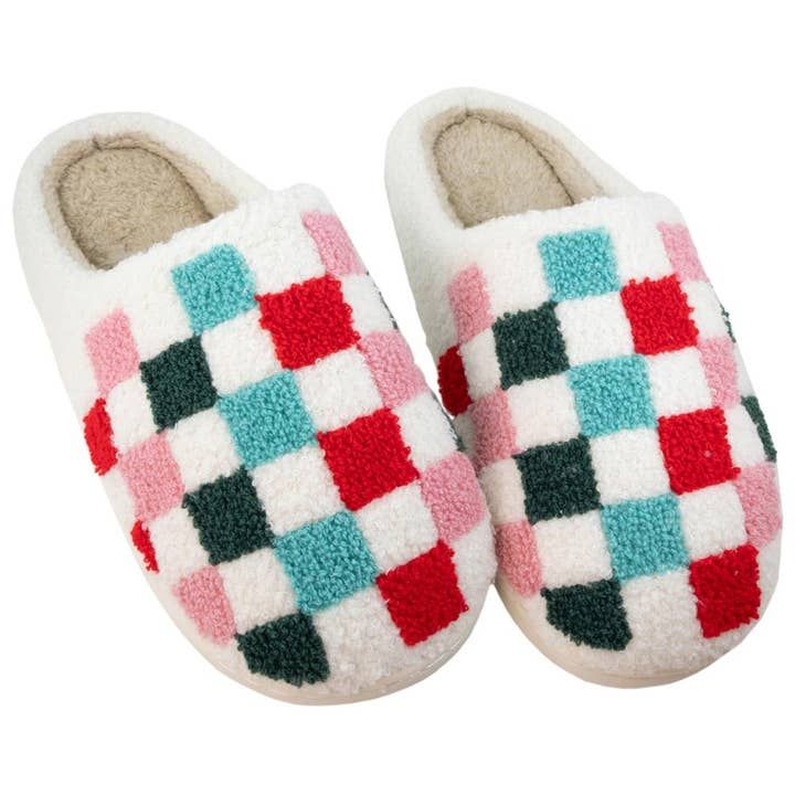 Katydid Christmas Multicolored Checkered Slippers