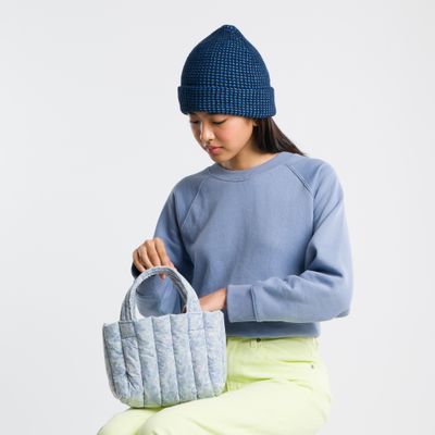 Simple Grid Beanie Navy