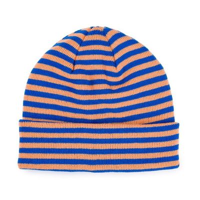 Verloop Simple Stripe Beanie Peach Cobalt