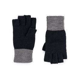 Colorblock Fingerless Gloves Black Grey S/M
