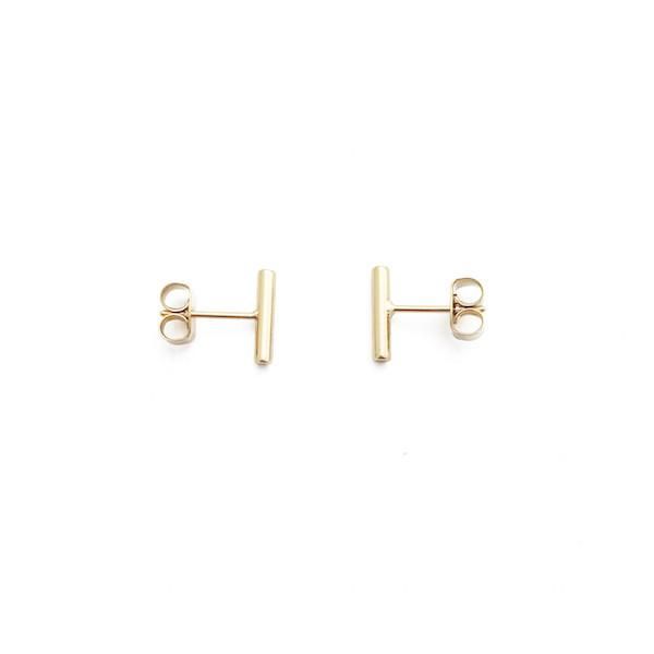Midi Round Bar Earring, Color: Gold