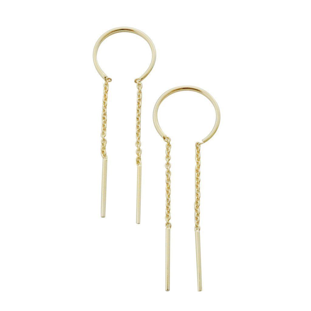 Threader Drop Bar Earrings, Color: Gold