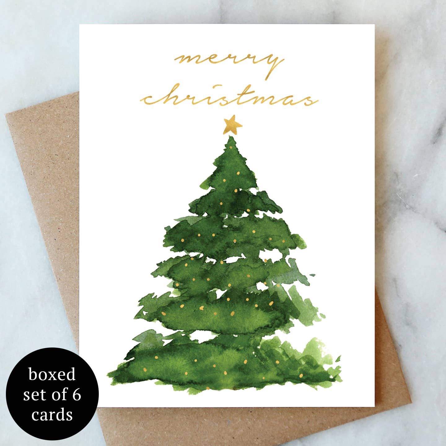 Merry Christmas Tree Greeting Card, Size: Single
