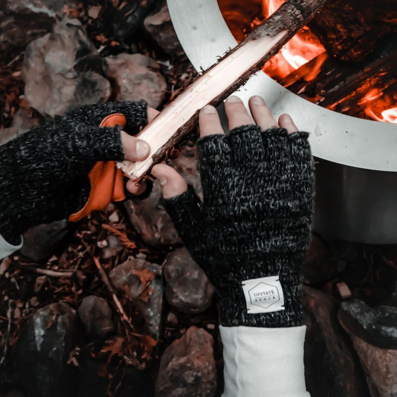 Upstate Stock Fingerless Black with Black Deerskin