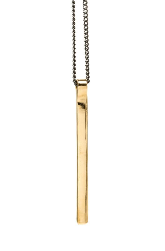 Mana Made Vertical Brass Bar Necklace