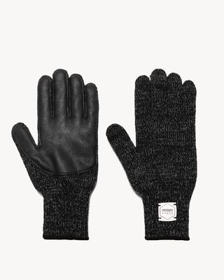 Upstate Stock Wool Full Finger Gloves Black/Black Deerskin