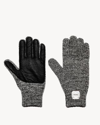 Upstate Stock Wool Full Finger Gloves Charcoal/Black Deerskin