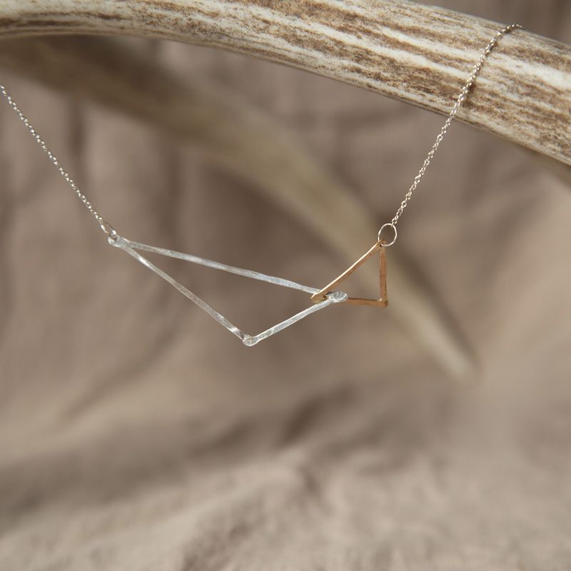 Lonewolf Oblique Necklace 14K Gold Fill &amp; Silver