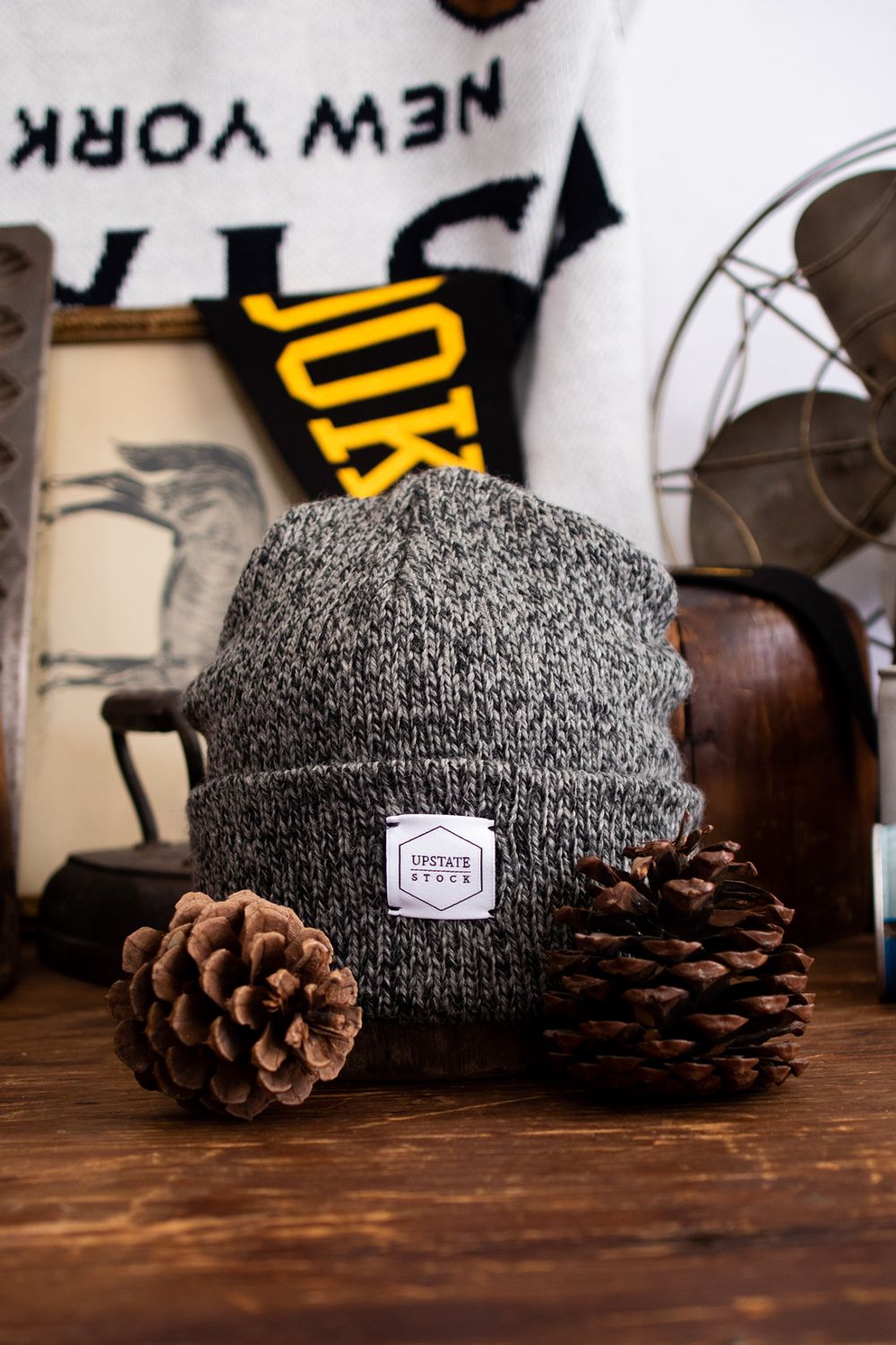 Upstate Stock 11&quot; Beanie Wool/Nylon USA Charcoal