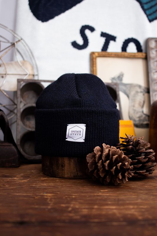 Upstate Stock 11&quot; Beanie Wool/Nylon USA Navy