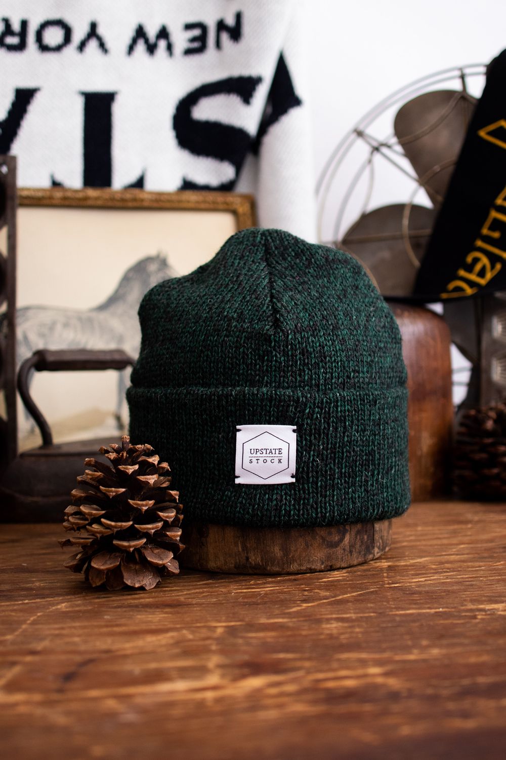 Upstate Stock 11&quot; Beanie Wool/Nylon USA Hunter