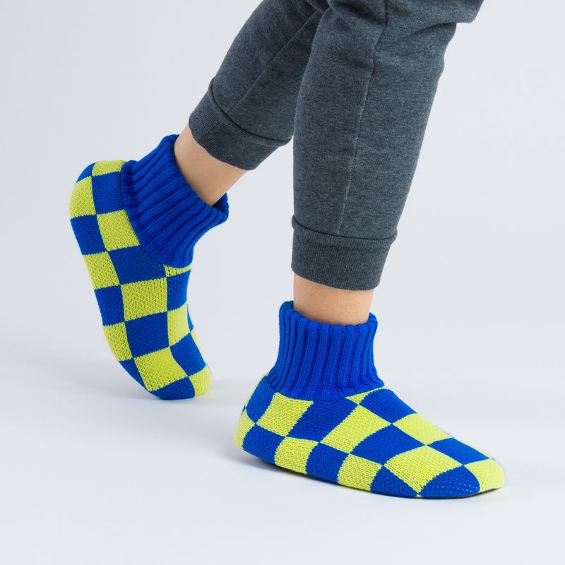 Verloop Checkerboard Slipper Socks Lime Cobalt 