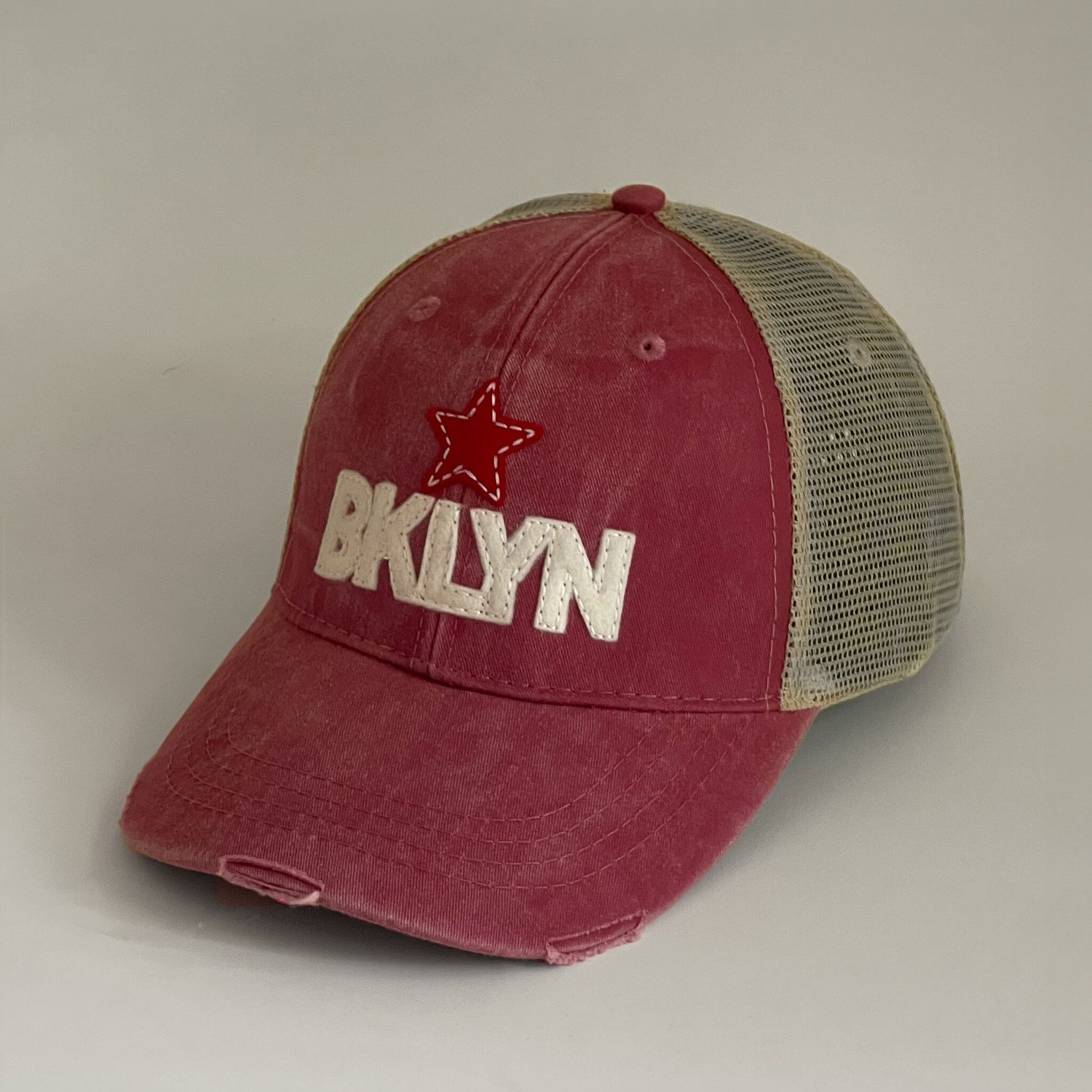 BKLYN Trucker Hat Distressed Pink