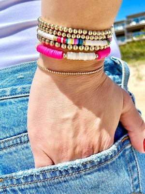 Rainbow Seychelles Bead Bracelet 6.5&quot;