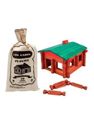 Woods Grove Log Cabin 70 Piece Build Set Canvas Bag