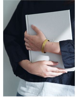 Brass Cuff Herringbone Slim