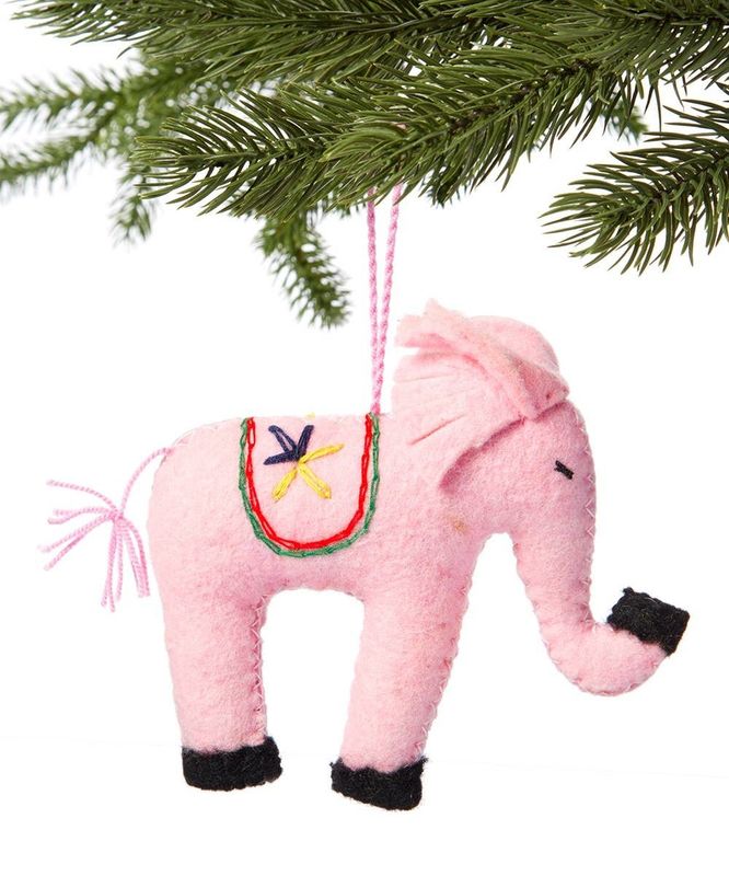 Elephant Pink Felt Ornament