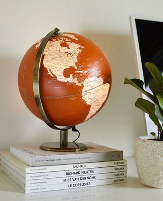 Gentlemen&#39;s Hardware 10&quot; World Globe Light Orange