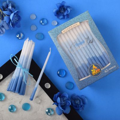 Ner Mitzvah Decorated Chanukah Candles Blue &amp; White