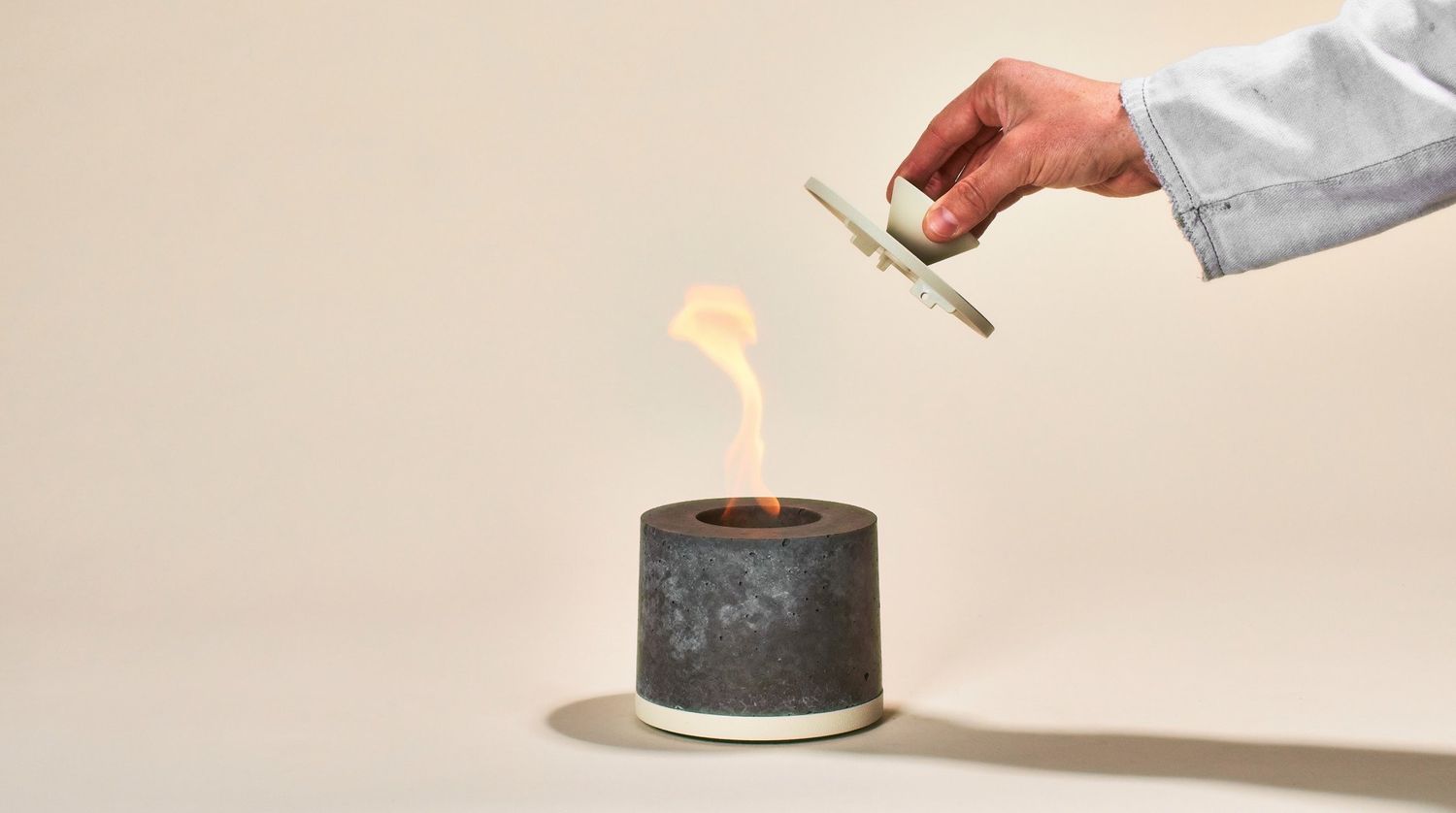 FLÎKR Fire Personal Fireplace Snuffing Lid Almond