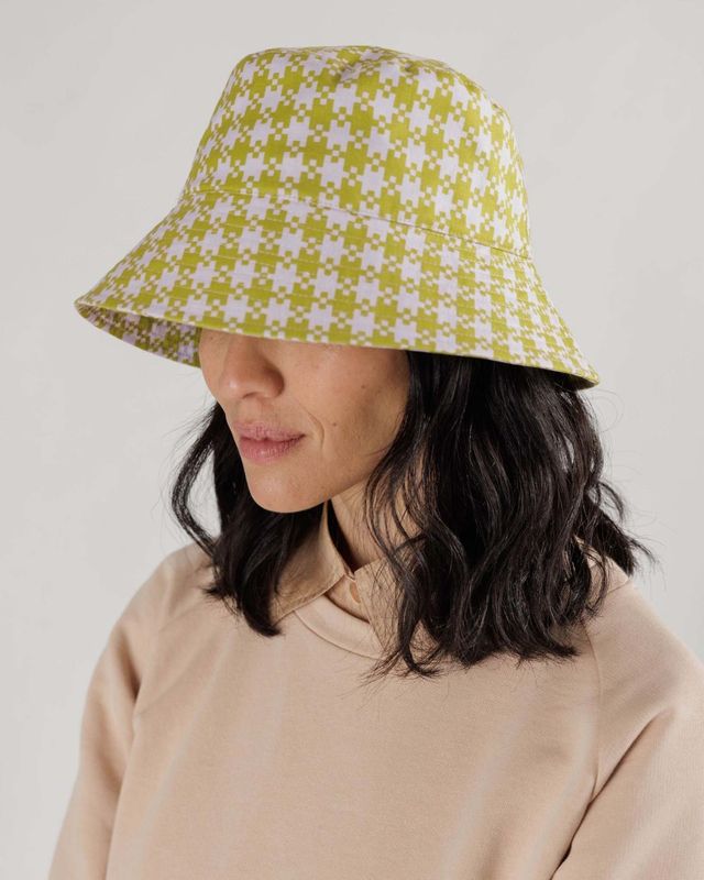 Baggu Bucket Hat Pink Pistachio Pixel Gingham