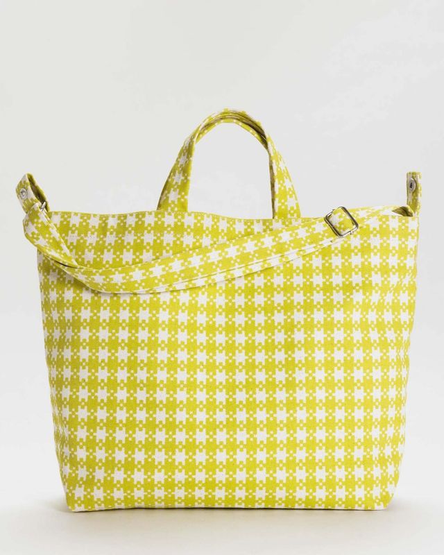 Baggu Horizontal Zip Duck Bag Chartreuse Pixel Gingham