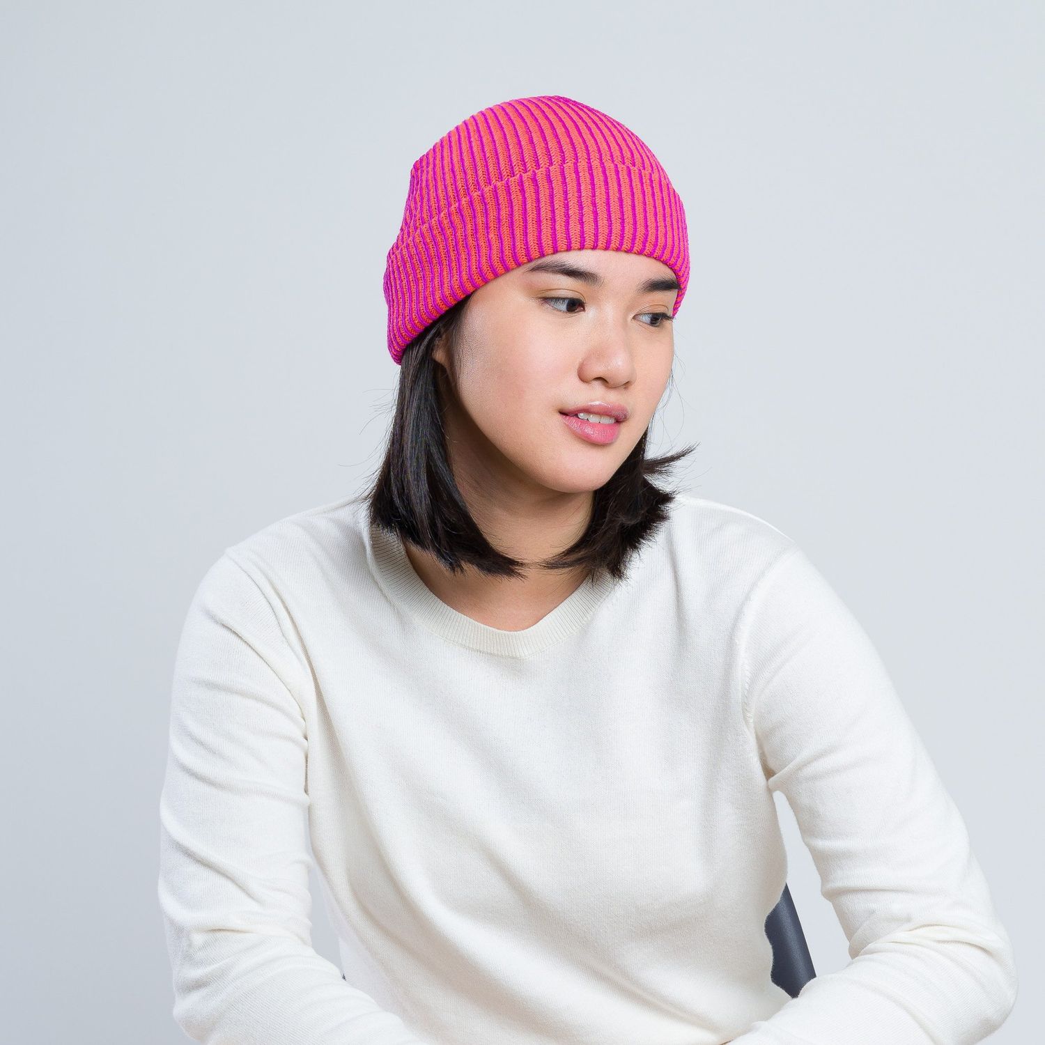 Verloop Simple Rib Beanie Poppy Magenta