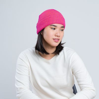 Verloop Simple Rib Beanie Poppy Magenta