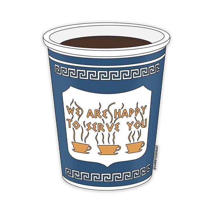 New York Coffee Cup, We Are Happy To Serve You, Sticker