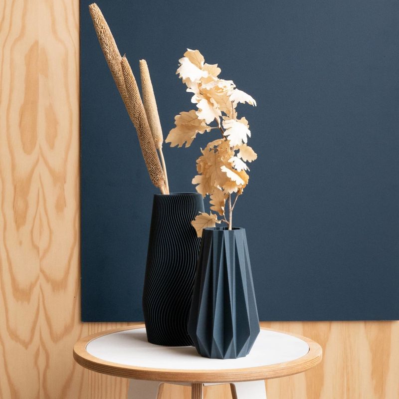 Minimum Design Origami Vase Indigo Blue 15cm