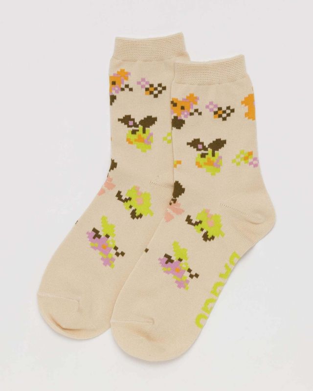 Baggu Crew Socks Tapestry Floral