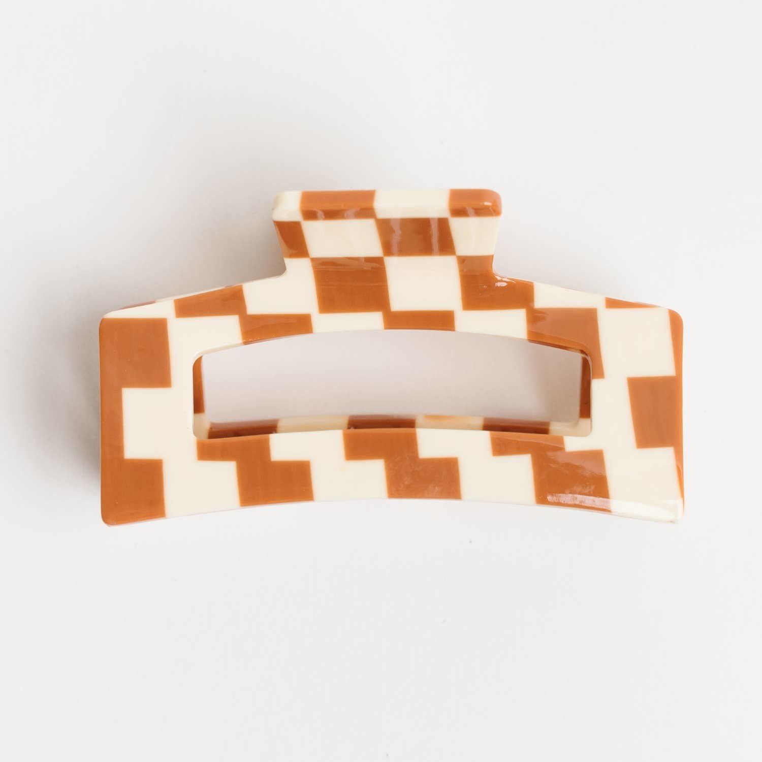 NAT + NOOR Hair Claw 3.5&quot; Brown Checkered