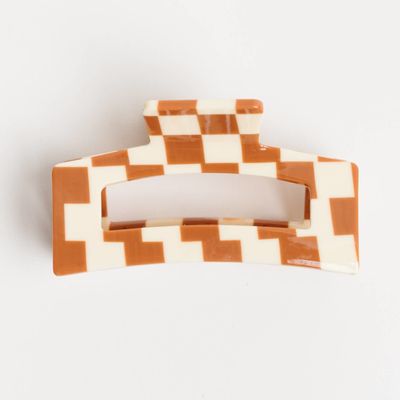 NAT + NOOR Hair Claw 3.5&quot; Brown Checkered