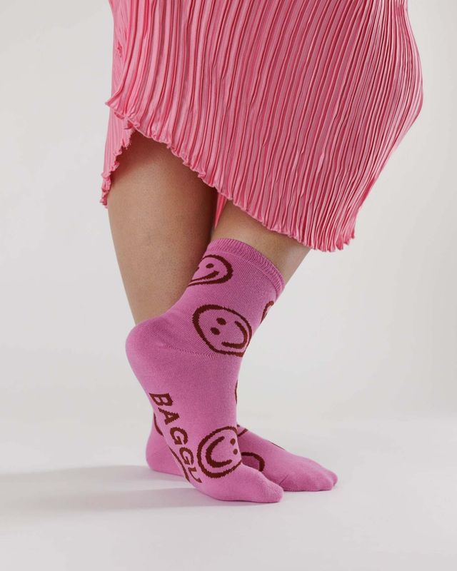 Baggu Crew Socks Extra Pink Happy