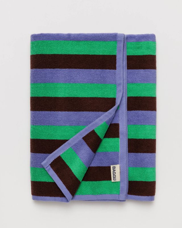 Baggu Bath Towel Mint 90&#39;s Stripe