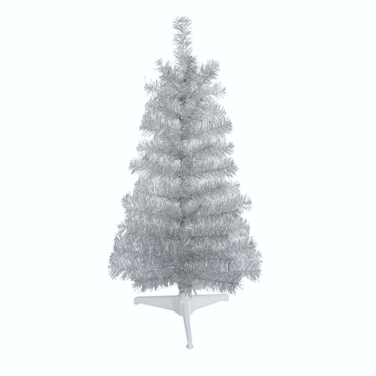 Silver Tinsel Mini Tree 36&quot;