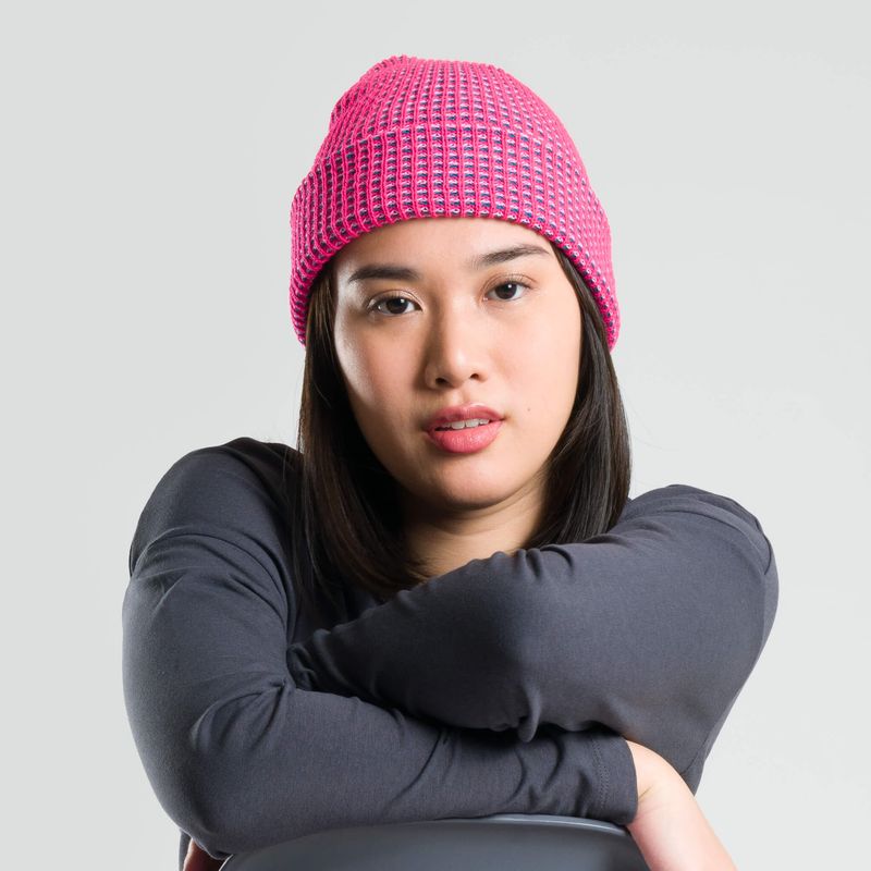 Verloop Simple Grid Beanie Fuchsia