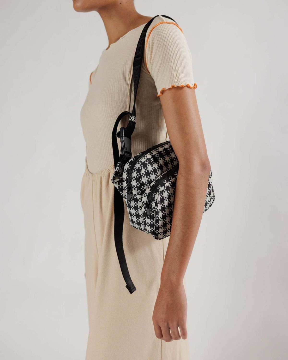 Baggu Fanny Pack Black &amp; White Pixel Gingham