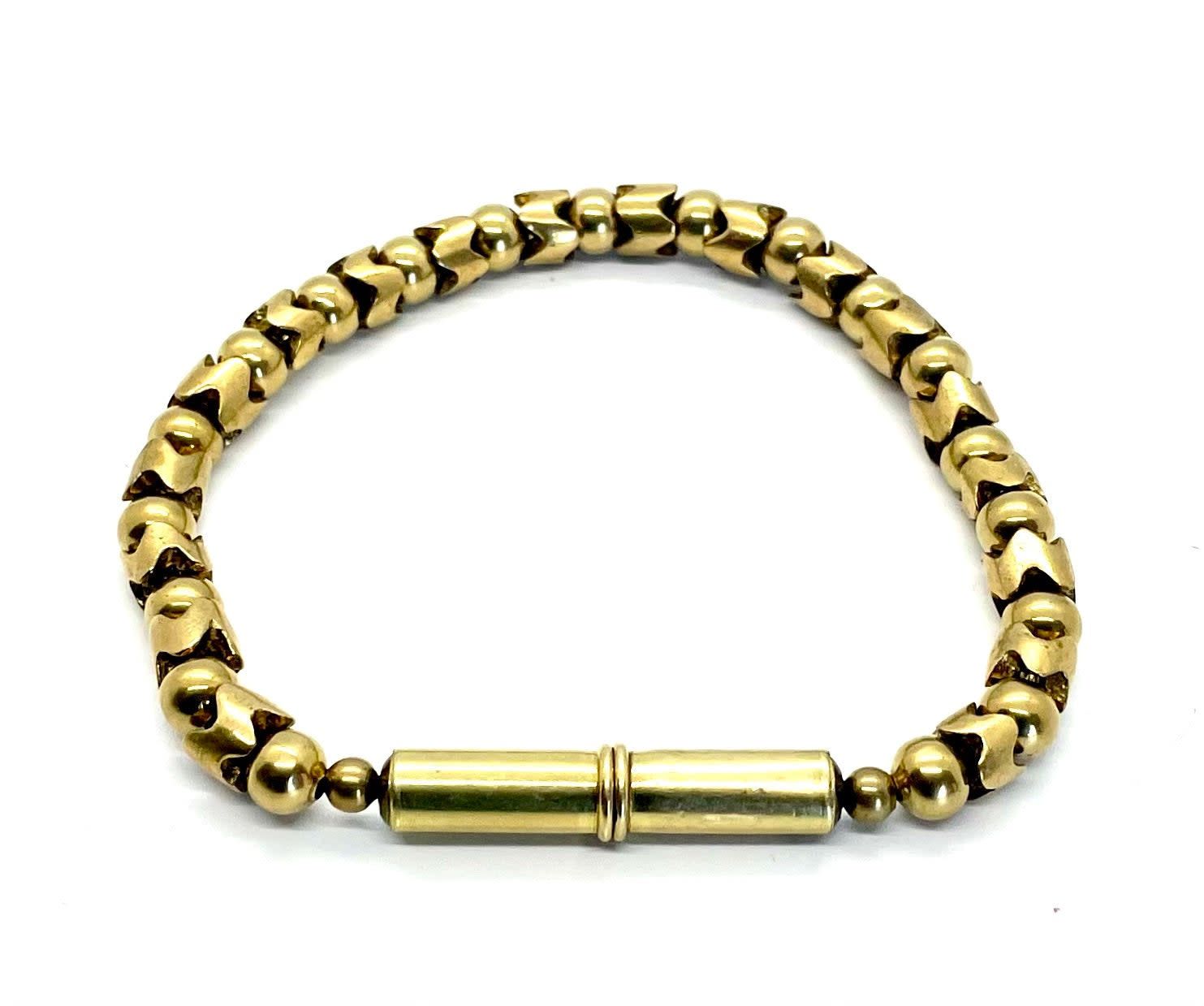 Tres Cuervos Flint Beaded Single Bracelet Brass Snake L