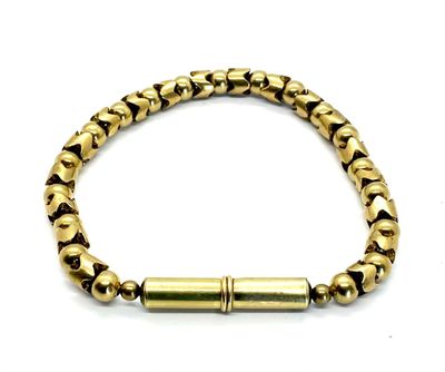 Tres Cuervos Flint Beaded Single Bracelet Brass Snake L