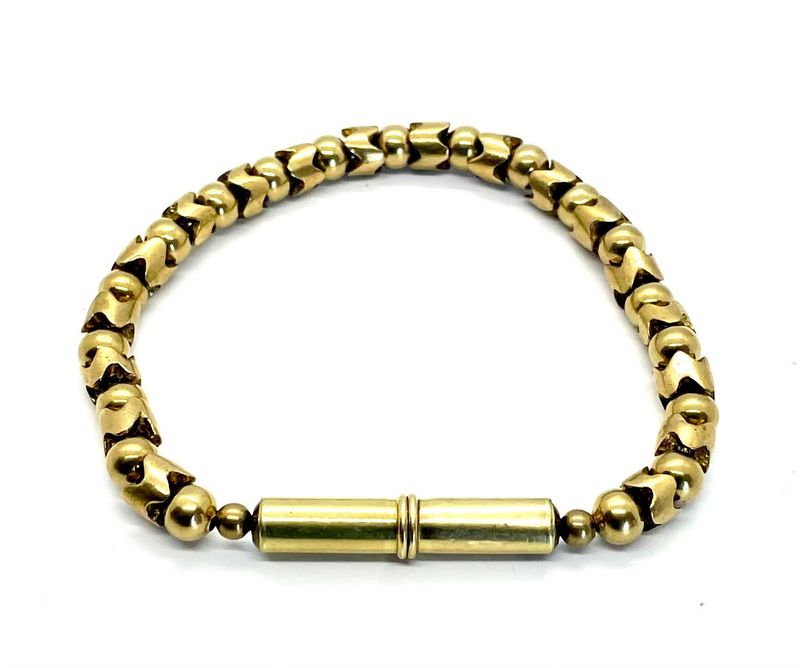 Tres Cuervos Flint Beaded Single Bracelet Brass Snake L