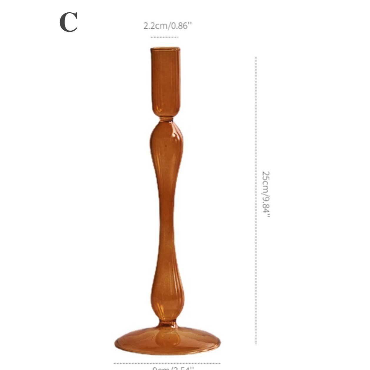 Ivore Borosilicate Glass Wedding Candlestick Holder Burnt Orange