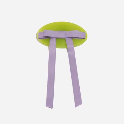 Chunks Bow Barrette in Lime/Lavender