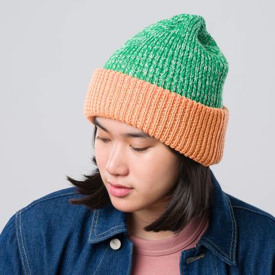 Verloop Colorblock Plush Beanie Kelly White