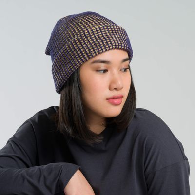 Verloop Simple Grid Beanie Indigo