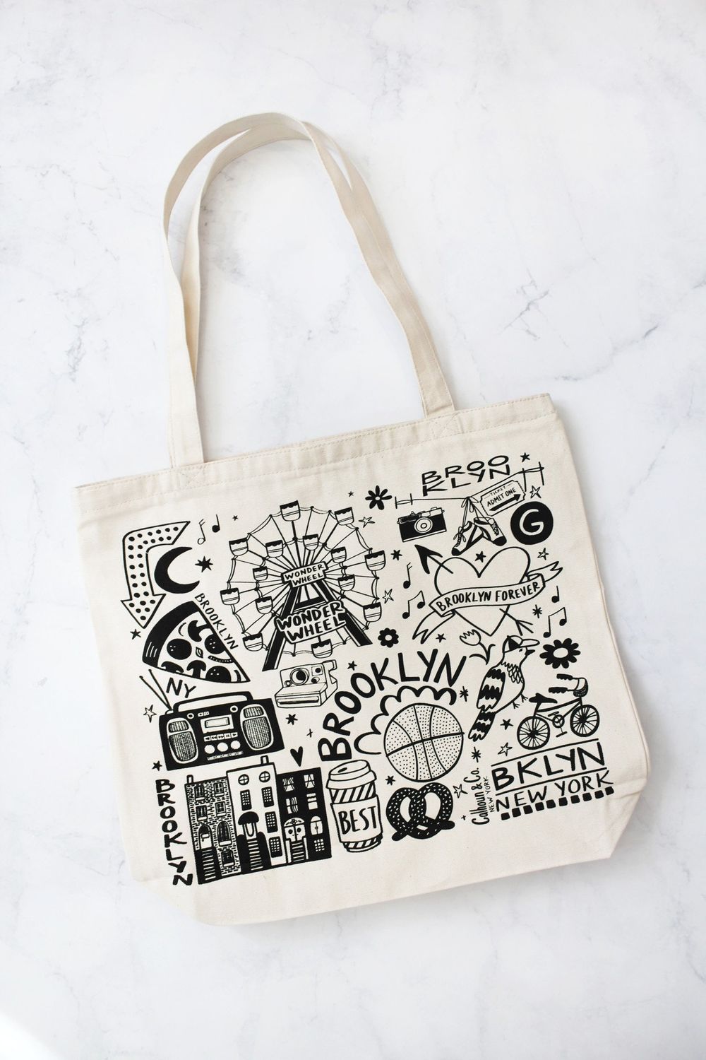 Calhoun &amp; Co. Brooklyn Canvas Tote Bag w/Zipper