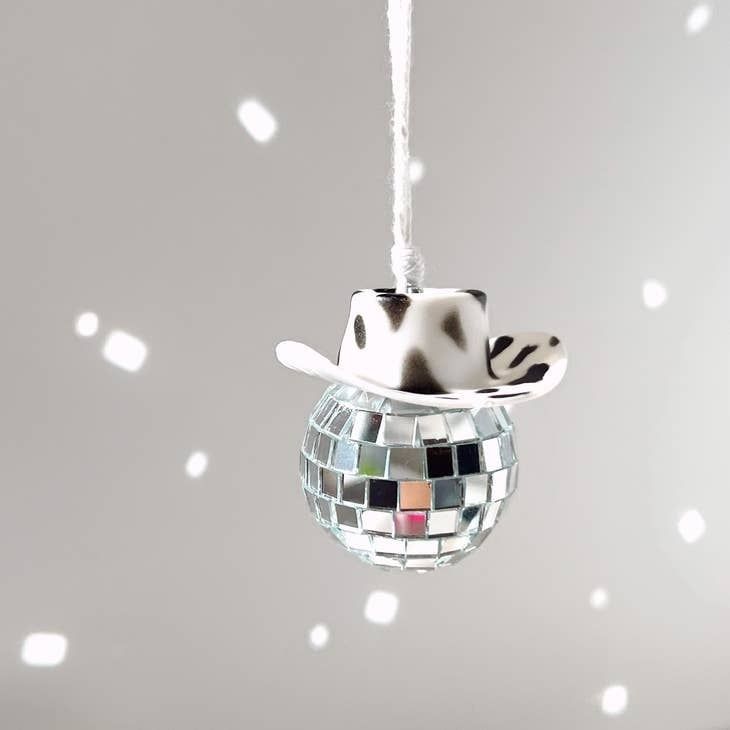 Cow Print Disco Cowboy Ornament