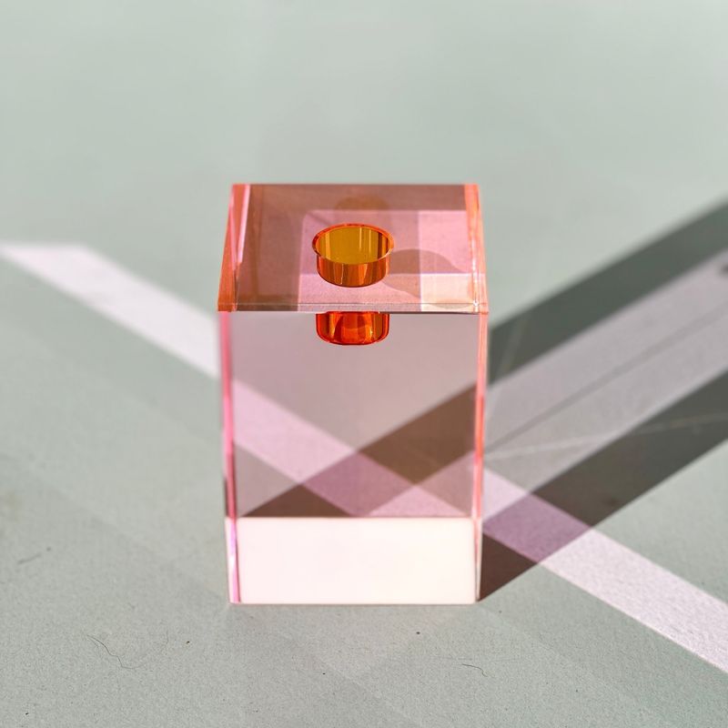 Pink Stories Candleholder Cube S Pink