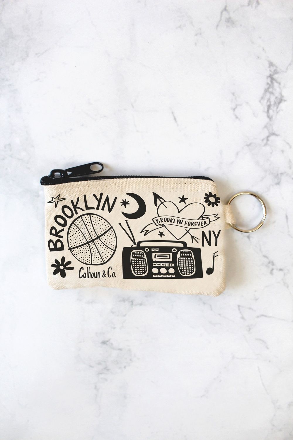Brooklyn NY Zipper Card Pouch Natural
